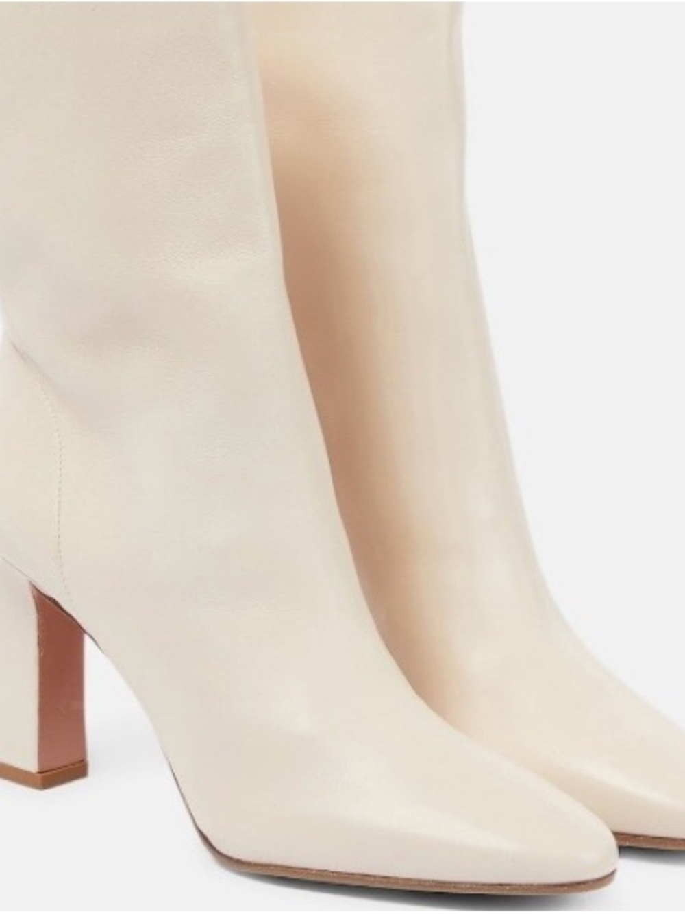 Aquazzura Cream Square-Toe High-Heel Ankle Boots